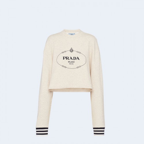 프라다 오버사이즈 코튼 플리스 스웨트셔츠