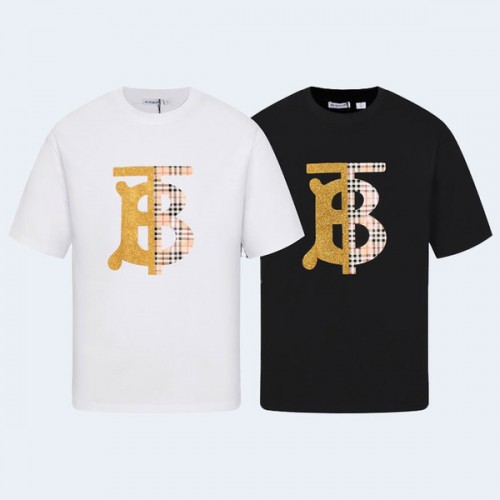 버버리 모노그램 모티프 로고 코튼 티셔츠 블랙 , 화이트