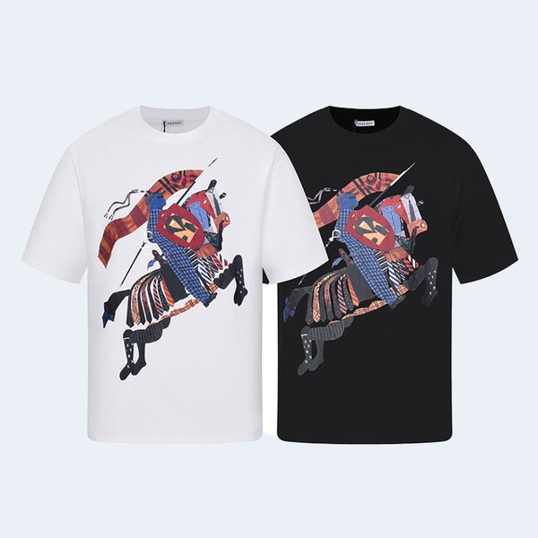 버버리 EKD 프린팅 오버핏 티셔츠 블랙 , 화이트