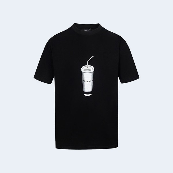 발렌시아가 B family 코크 로고 티셔츠 블랙