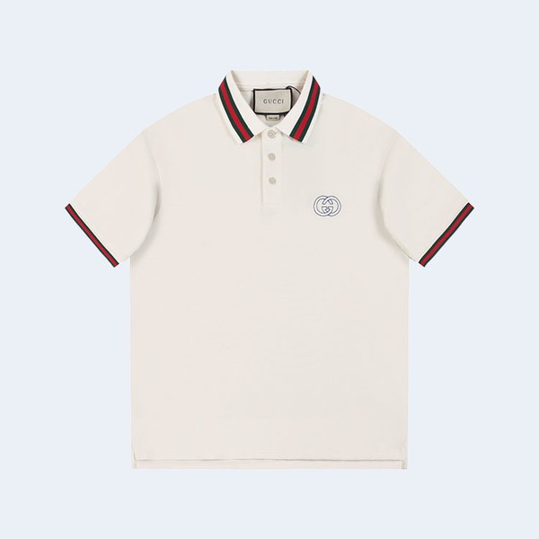 구찌 GG 우븐 슬리브 카라티셔츠 화이트