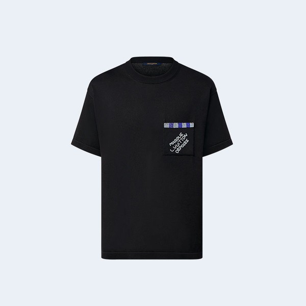 루이비통 엠벨리시드 쇼트 슬리브드 코튼 크루넥 티셔츠 1AFRJG