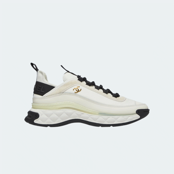 샤넬 믹스드 파이버 스니커즈 메탈 아이보리