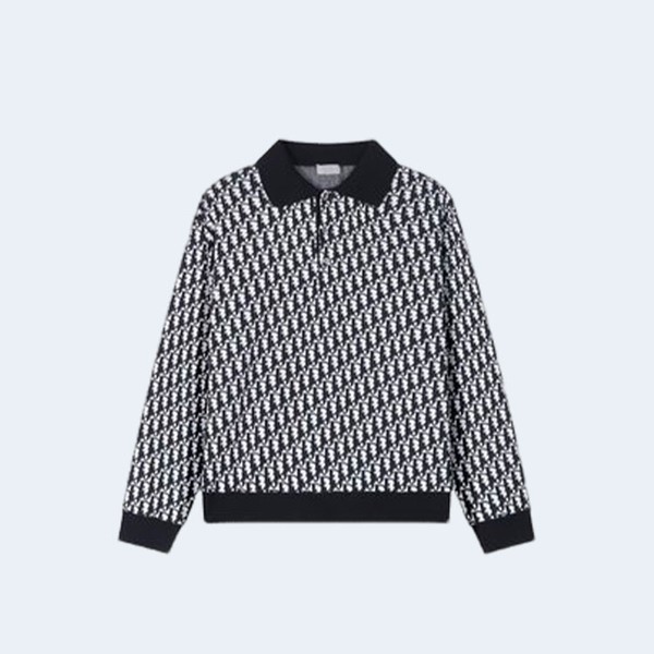 디올 오블리크 자카드 카라티셔츠