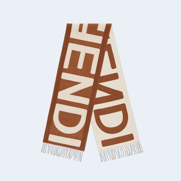 펜디 브라운 베이지 울 스카프