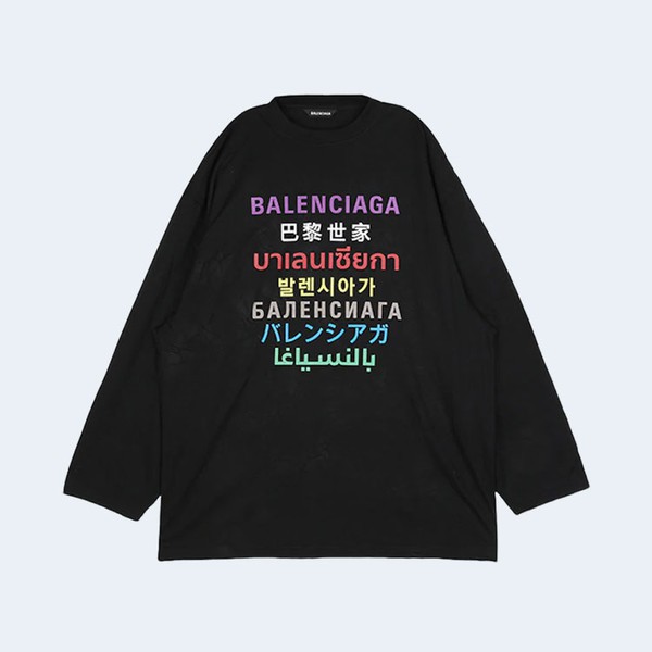 발렌시아가 랭귀지 긴팔 티셔츠 블랙