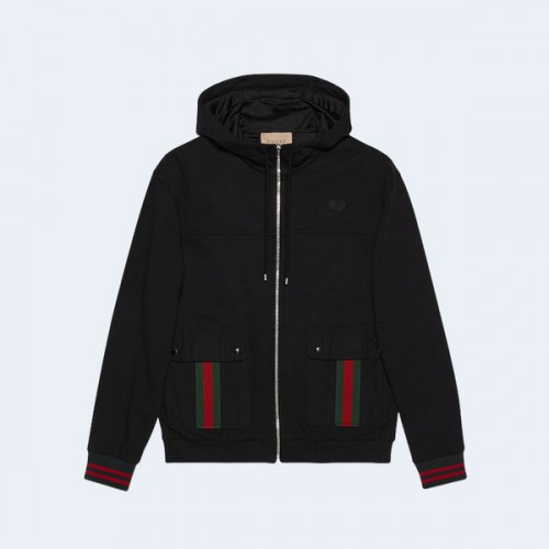 구찌 웹 코튼 저지 후드 자켓