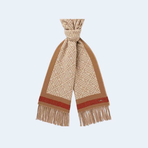 로로피아나 프린지드 로고 자카드 머플러