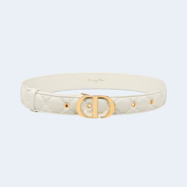 디올 30 몽테뉴 스티칭 벨트 화이트 30mm