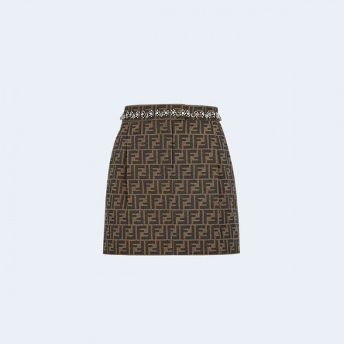 펜디 FF 캔버스 브라운 미니 스커트