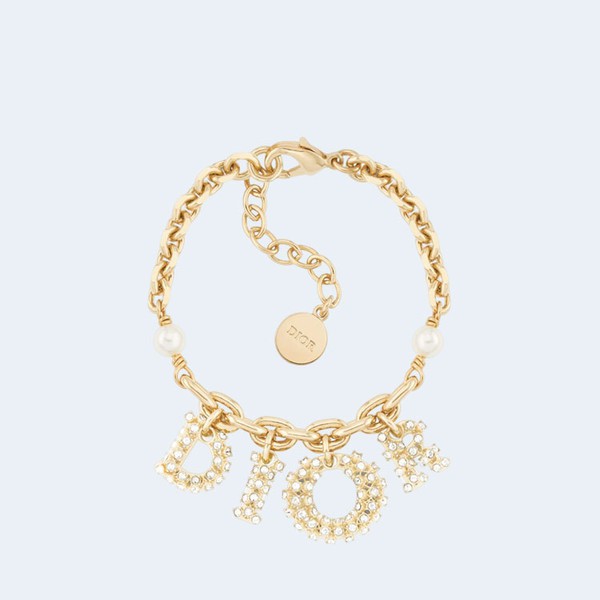 디올 골드 피니쉬 화이트 펄 실버 톤 팔찌