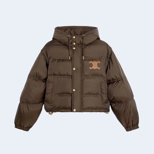 CELINE 셀린느 라이트웨이트 나일론 크롭 트리옹프 다운 자켓 초콜렛 ▶매장-372만원◀