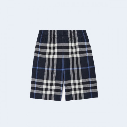 버버리 체크 코튼 자카드 쇼츠 네이비