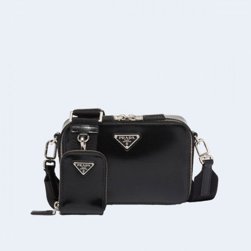 프라다 브리크 메신저백 레더 블랙