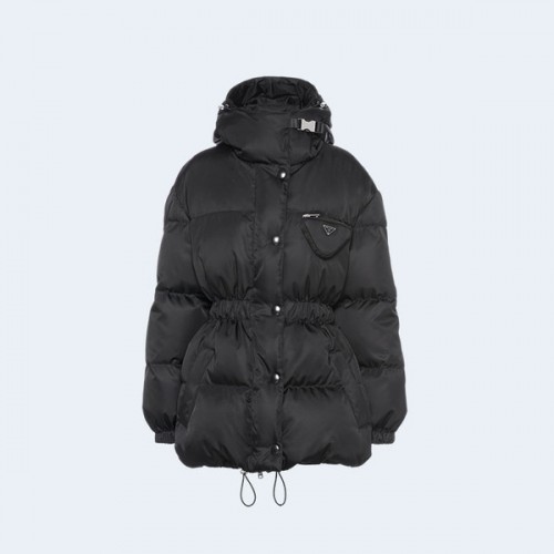 PRADA 프라다 트라이앵글 파우치 로고 리나일론 다운 재킷 후드 패딩 ▶매장-479만원◀