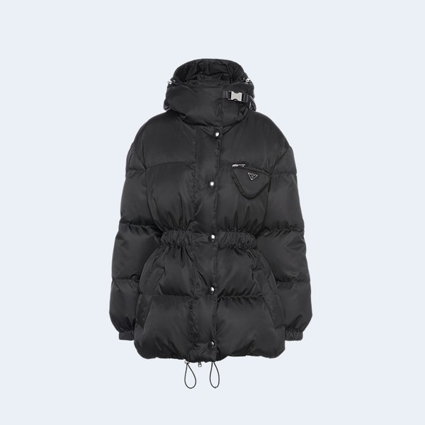 PRADA 프라다 트라이앵글 파우치 로고 리나일론 다운 재킷 후드 패딩 ▶매장-479만원◀