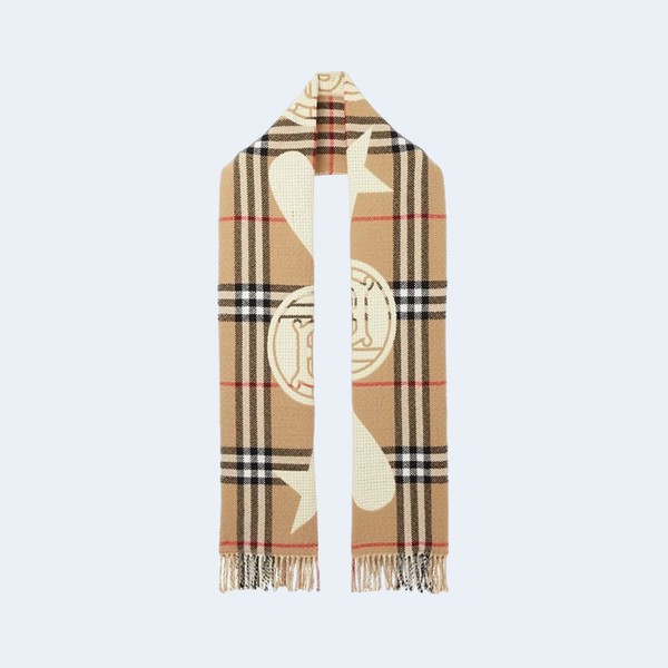 버버리 몽타주 체크 아카이브 베이지 스카프