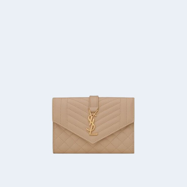 생로랑 엔벨로프 스몰 지갑 베이지 골드