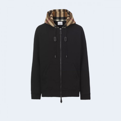 버버리 체크후드 코튼 후드 블랙