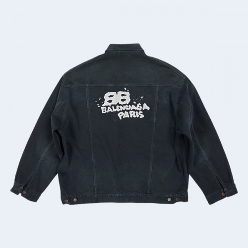 발렌시아가 핸드 드로운 BB 아이콘 오버사이즈 자켓 블랙