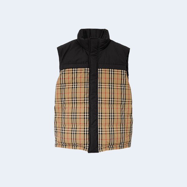 버버리 체크 패널 리버시블 질레 베스트
