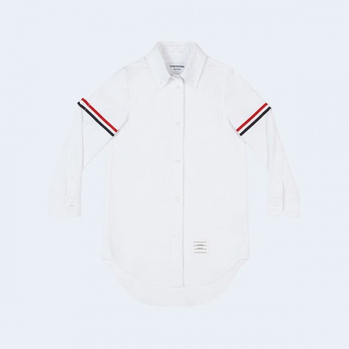톰브라운 화이트 코튼 옥스포드 암밴드 셔츠 드레스