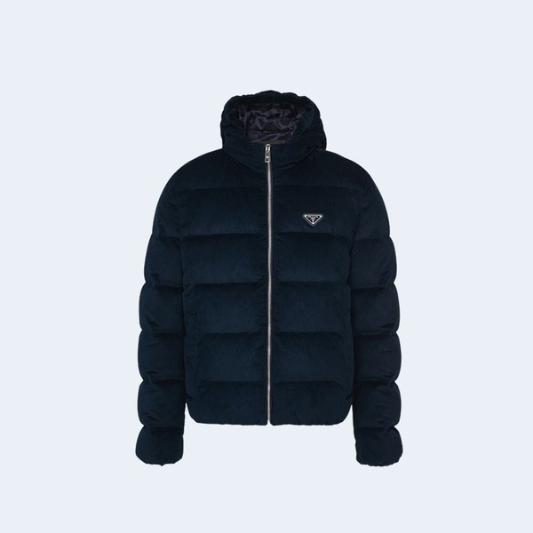 프라다 코듀로이 다운 자켓 블루