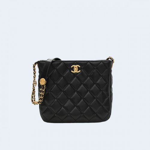 샤넬 램스킨 골든볼 호보백 블랙