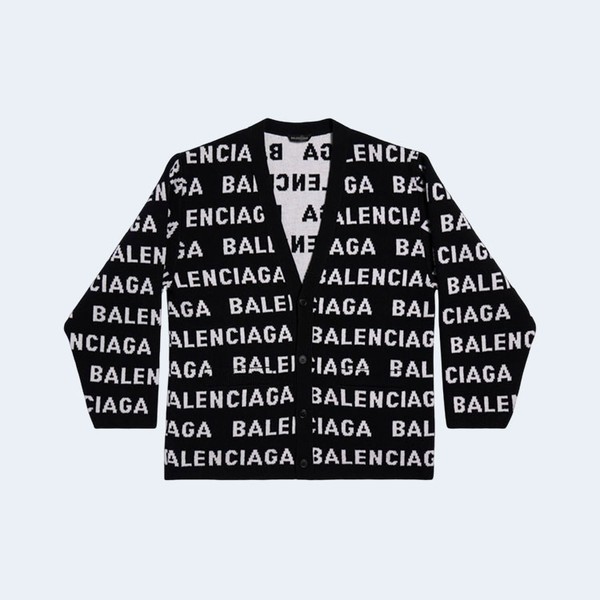 발렌시아가 올오버 로고 울 가디건