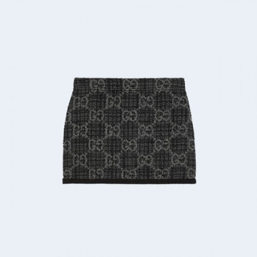 구찌 다크 그레이 GG 트위드 스커트