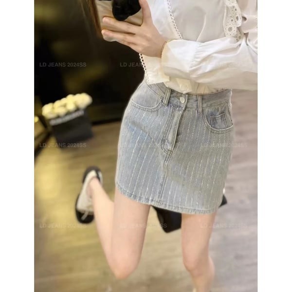 ALEXANDER WANG 알렉산더왕 스파클링 퓨어 코튼 데님 스커트 ▶매장-180만원◀