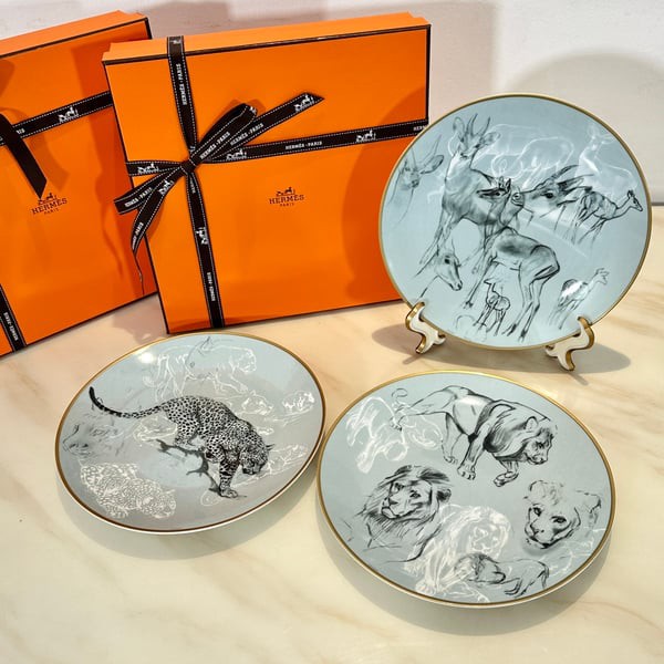 HERMES 에르메스 Carnets d'Equateur 디저트 플레이트 세트 3PCS (3인) ▶매장-75만원대◀